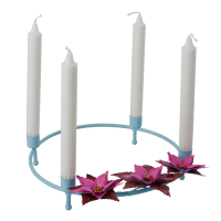 Mint & Poinsettia Metal Advent Candle Holder By Rice DK